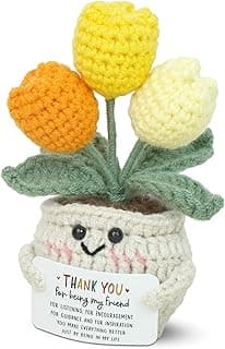 OASSIE Christmas Thank You Gifts for Women Friends - Thank You for Being A Friend Emotional Support Crochet Tulip with Card - Birthday Gifts for Women Friendship, Friend Gift for Coworker Sister