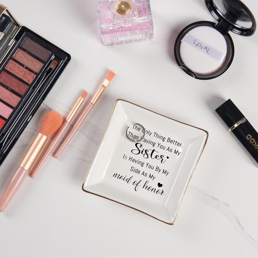 Bridesmaid Gifts Maid of Honor Proposal Gift Jewelry Dish Trinket Ring Tray - The Only Thing Better ... As My Maid of Honor, Wedding Day Party Gifts for Matron of Honor from Bride