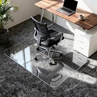 Vicwe Glass Chair Mat for Carpet,32"x48" Tempered Glass Office Chair Mat,1/5" Thick Glass Chair Mat with Rounded and Polished Edges,Smooth Glide for Carpet & Hardwood Floor Protection