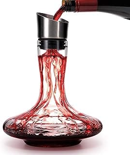 Wine Decanter Built-in Aerator Pourer, Wine Carafe, Red Wine Decanter,100% Lead-free Crystal Glass, Wine Hand-held Aerator, Wine Gift, Wine Accessories (Clear，Crystal)