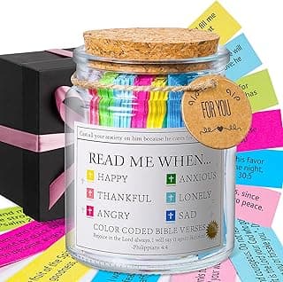 Bible Verse Jar, Read Me When Bible Verses Jar for Emotions and Feelings, Christian Gifts for Women, Men, Birthday Gifts for Mom,Graduation Gift for Her, Prayer Cards Comes With A 48-inch Ribbon Bow