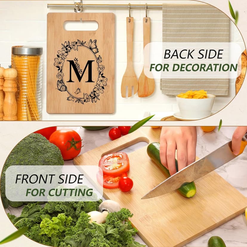 Personalized Cutting Board, Initial Birthday Gifts for Women Wedding Gifts for Couple, Monogrammed Engraved Bamboo Wood Kitchen Gifts, Unique Gift for Christmas Anniversary Housewarming(Letter M)
