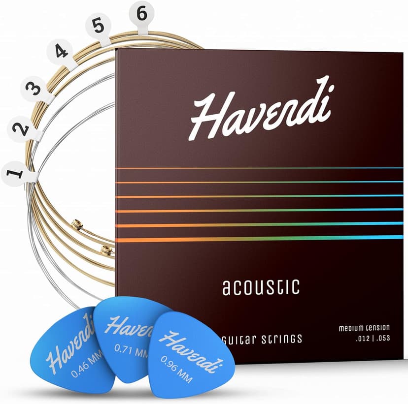 HAVENDI® Guitar Strings I Acoustic guitar strings with Phosphor Bronze Coating I Brilliant Sound Quality I Includes 3 Picks