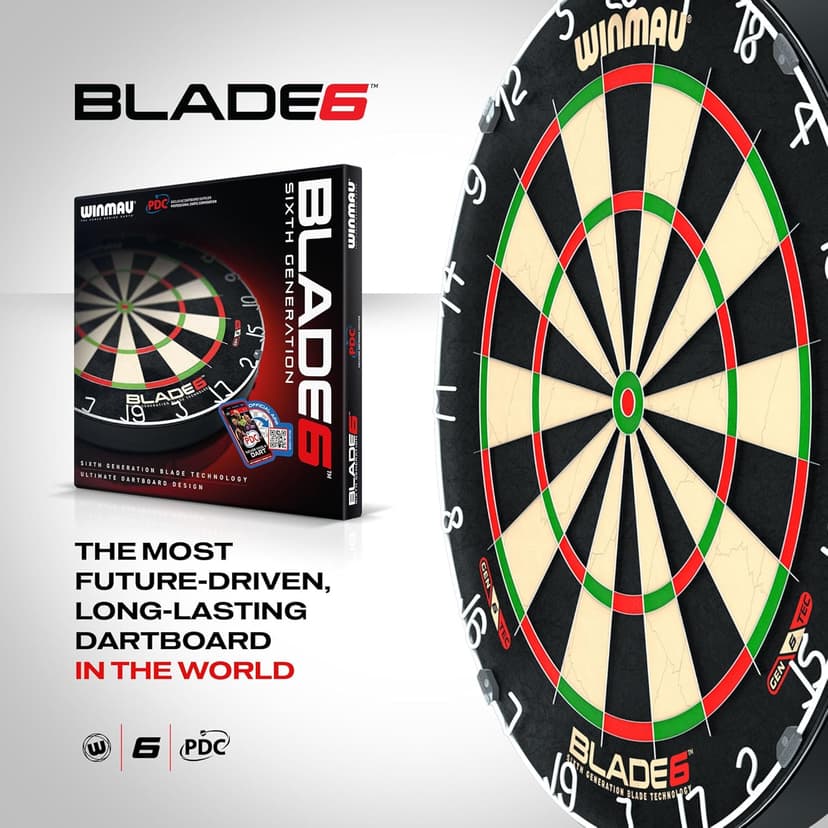 WINMAU Dart Board - Blade 6 Dartboard | Blade 6 Bundle - Professional PDC Darts Board with Official Tournament Specifications for Darts Enthusiasts