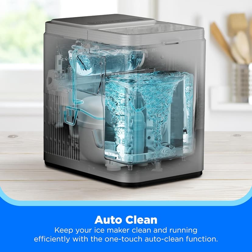Midea MERI26B1AGY Countertop Bullet-Ice Maker, 8 Ice Bullets Ready in 6 Minutes, 26lbs/24H, Self-Cleaning Function with Ice Scoop and Basket for Home/Office/RV