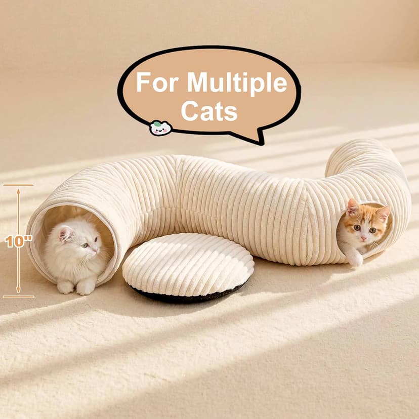 Cat Tube with Kitten Toys for Indoor Kittens, Collapsible Play Tunnel, Cat Gifts Cat Tunnel Bed with 40 Pcs Interactive Cat Toys, White B0FB9CN22D