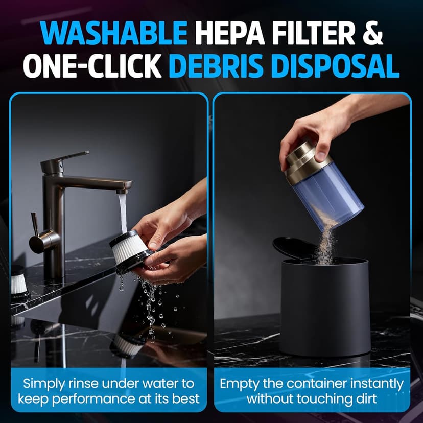 Handheld Car Vacuum Cleaner, Dual Suction 7.5K & 12k Pa, Portable Mini | Blower, Inflator, Deflator and Dustbuster for Car, Home, Kitchen & Office | Black Color