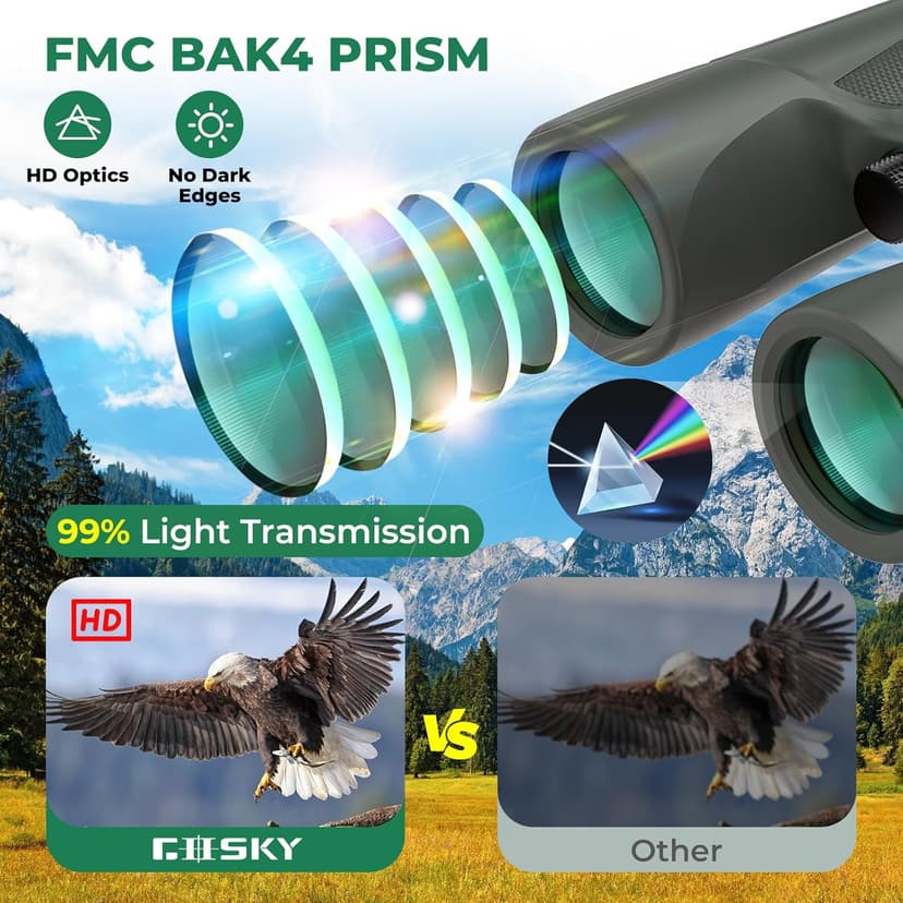 Gosky 10X42 HD Binoculars for Adults with Phone Adapter, High Power Binoculars with BAK4 Prism and FMC Lens, Waterproof Binocular for Bird Watching Hunting Traveling Outdoor Sports