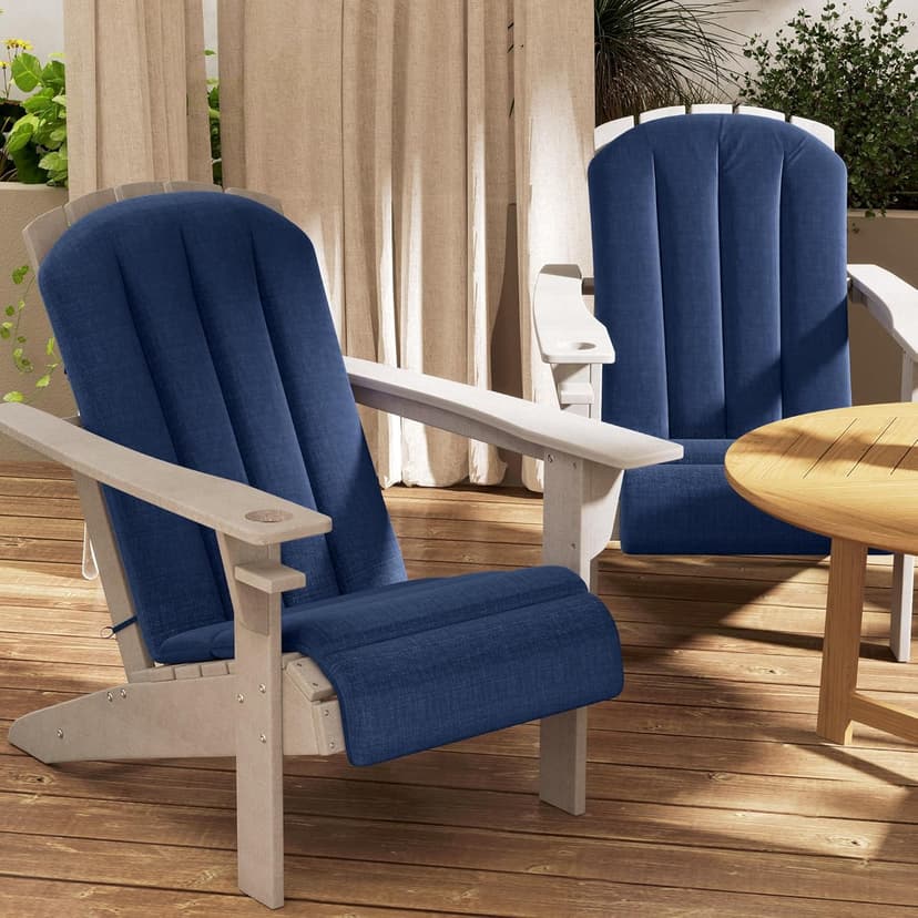 Outsunny Adirondack Chair Cushion Set of 4, Outdoor Chair Cushions with Ties, 25D High-Density Foam, High Back Patio Chair Cushions, Fade Resistant for Patio Furniture, 49" x 20" x 2", Navy Blue