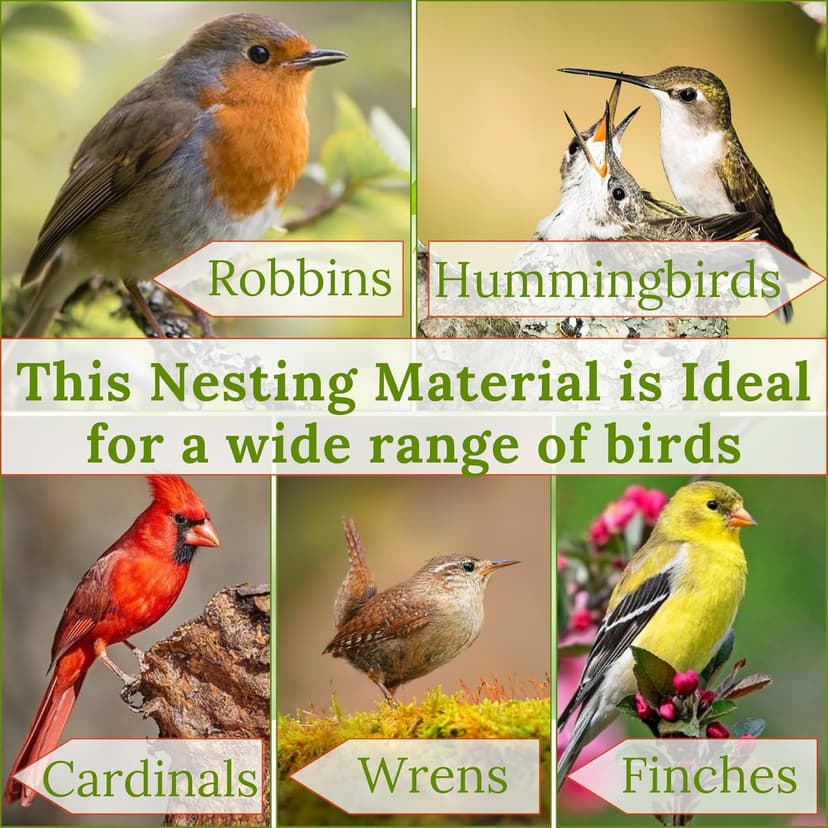 Hummingbird Nesters - Bird Nesting Material Holder for Wild Birds - Humming Bird House Materials Gifts for Bird Watching Nature Lovers - Refillable Outdoor Nesting Station to Build a Nest