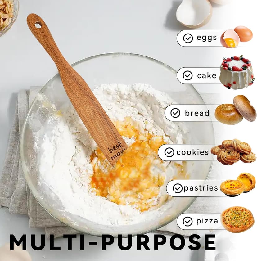 Gifts for Mom from Daughter Son, BEST MOM EVER Teak Wood Spurtle Spatula, Christmas Birthday Mother's Day Gifts, Best Mom Gift, Natural Kitchen Utensils for Sourdough Starter, Mixing, Jar Scraping