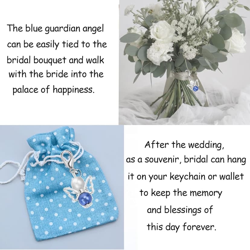 MKISHINE Something Blue for Bride Gift for Bride from Maid of Honor Best Friend Wedding Gift to Bride from Bridesmaid Bridal Blue Handkerchief, Something Blue Angel Gift, Bridal Shower Gift