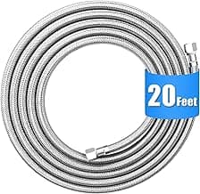 Refrigerator water line - 20 FT Premium Stainless Steel Braided Ice Maker Water Hose,Food grade PEX Inner Tube Fridge Water Line with 1/4" Fittings for Refrigerator Ice Maker
