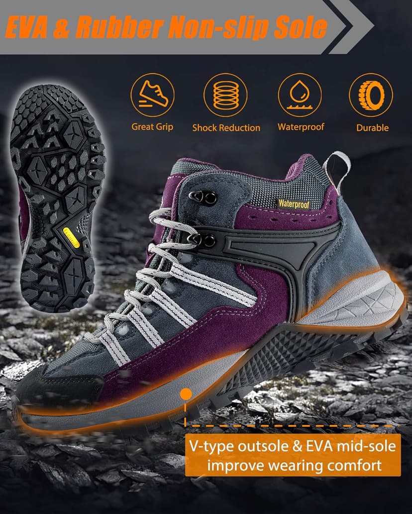 wantdo Women's Waterproof Hiking Boots Lightweight Outdoor Camping Shoes