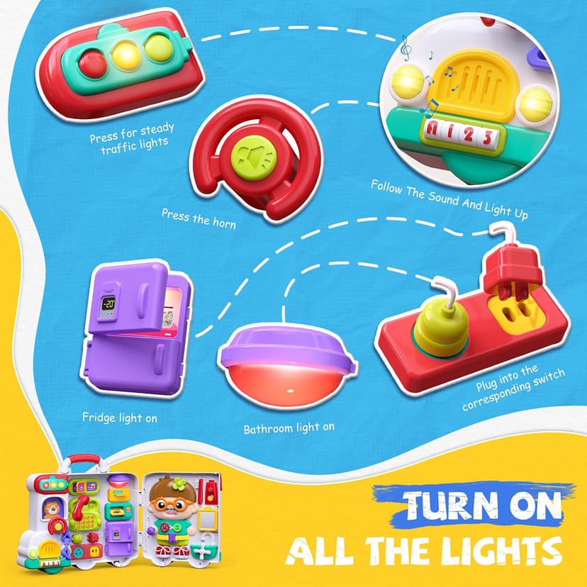 54-in-1 English & Spanish Baby Busy Board Montessori Toys, Ideals 1st Birthday Gifts Boy, 1 Year Old Boy Toys Gifts Montessori Busy Board Toys for 1 Year Old Boy, 1 Year Old Boy Birthday Gift B0D8B9PP9W