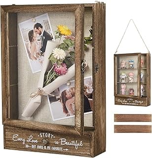 AW BRIDAL 11X16 Large Shadow Box Picture Frames Deep Shadow Boxes Display Cases with Removable Shelves and Drawers, Brown Wooden Memory Boxes for Keepsakes with Slot Christmas Decorations Gifts