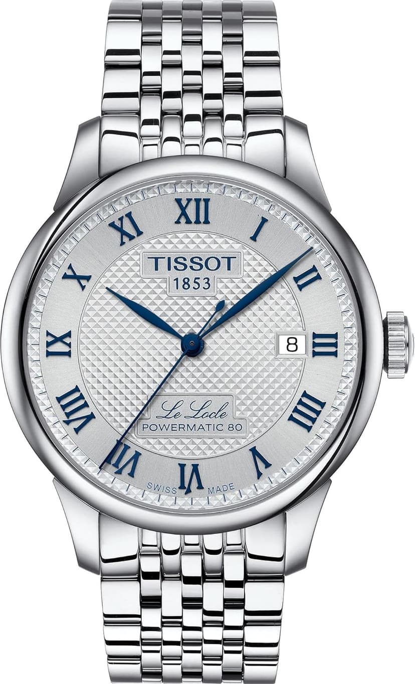 Tissot Mens Tissot Le Locle Powermatic 80 20th Anniversary 316L Stainless Steel case Automatic Watches, Grey, Stainless Steel, 19 (T0064071103303)