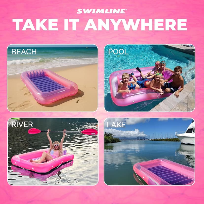 SWIMLINE Suntan Tub, Classic Inflatable Tanning Lounge Float with Adjustable Pillow, 71" Long - Outdoor Floating Lounger for Lake, River, Beach & Swimming Pool, Includes Rope Surround & Repair Patch