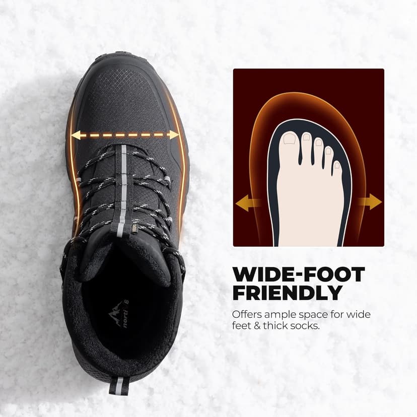 NORTIV 8 Men's Wide Winter Boots Grip on Snow Ice Insulated Waterproof Lightweight Comfortable Hiking Outdoor Boots