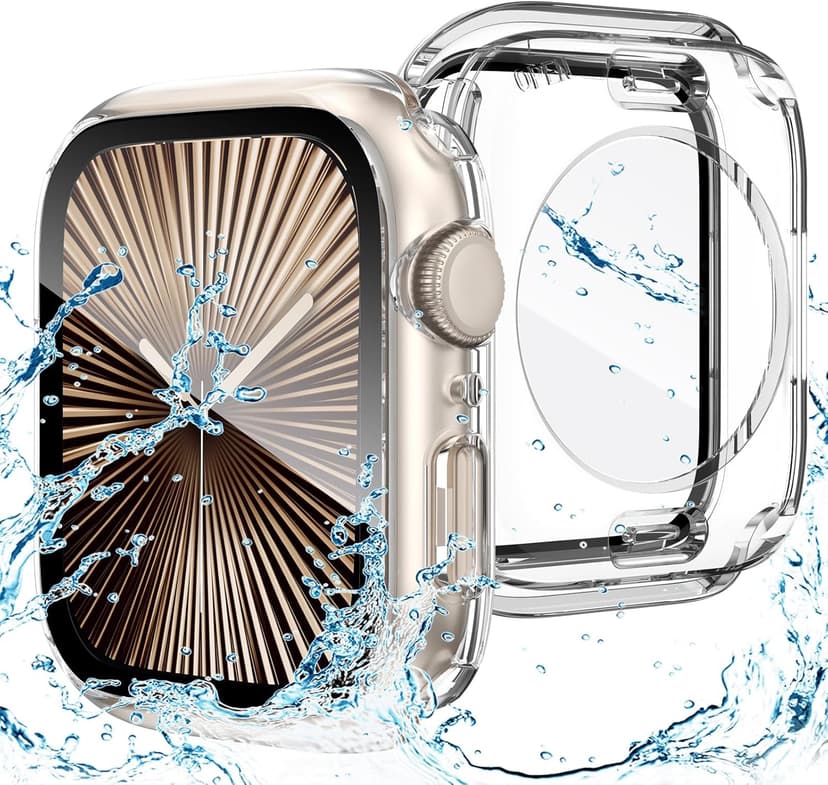 Goton 2 in 1 Waterproof Case Compatible for Apple Watch Series 11/10 Screen Protector 46mm, 360 Protective Glass Face Cover Hard PC Bumper + Back Frame for iWatch Accessories 46 mm