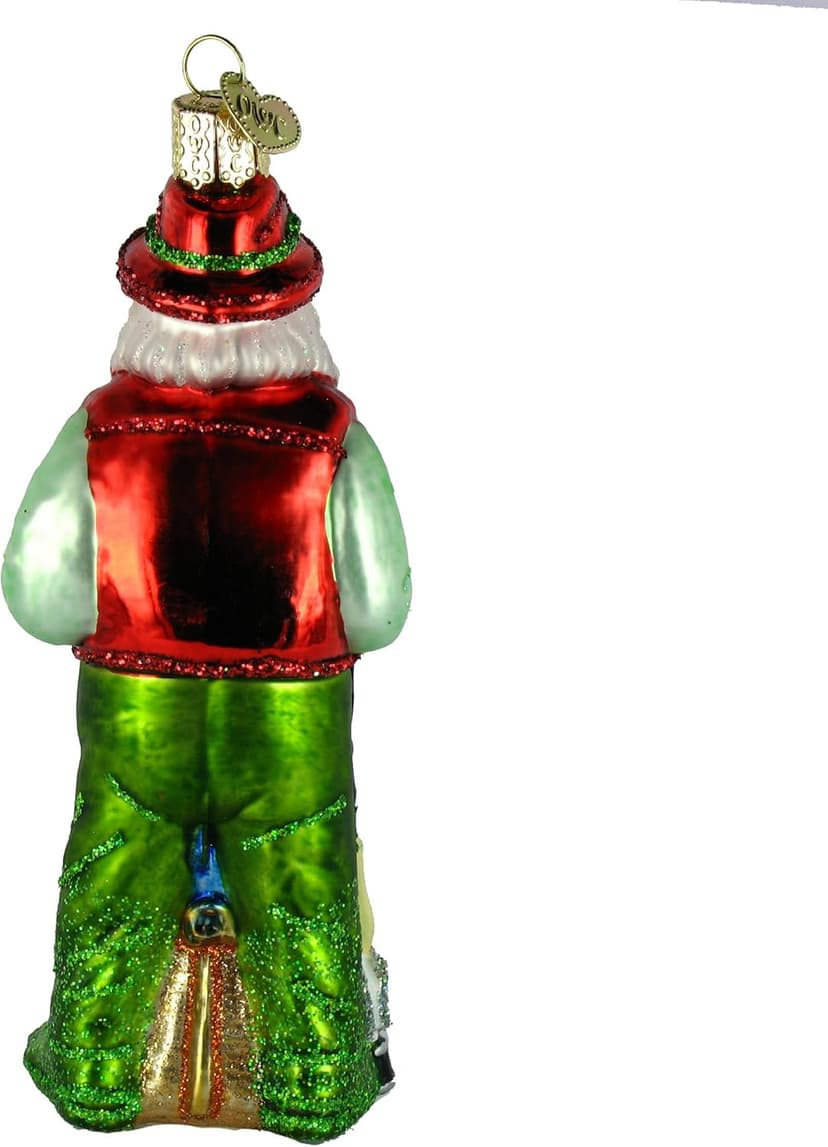 Old World Christmas Fly Fishing Santa Glass Blown Ornament for Christmas Tree, Handcrafted Holiday Decoration, Fisherman Collection