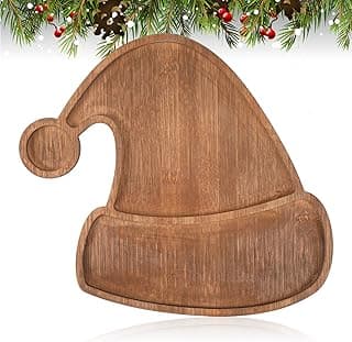 Maxcheck Santa Hat Christmas Serving Tray Platter Charcuterie Board Christmas Wood Serving Dish Cutting Board Rustic Farmhouse 11.42 x 10.43 Inches Table Plate for Cheese Food Fruit Party