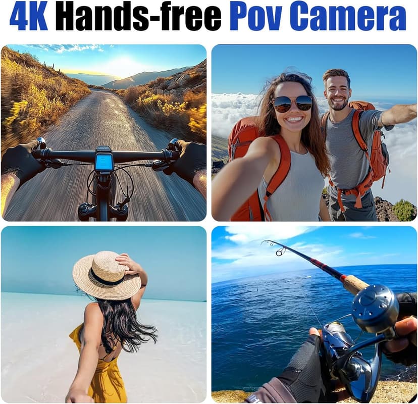 Vauvinmaic 4K Mini Body Camera 64GB, Thumb Size WiFi POV Cam, Waterproof Wearable Hand Free Portable Action Cam, Ultra Wide Angle View, Mount Anywhere for Pets, Cycling, Swimming, Vlogging, Black