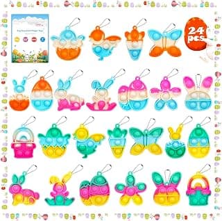 Easter Egg Fillers Basket Stuffers Mini Pop Keychain It Goodie Bag Stuffers Fidgets for Classroom Prizes Kids Party Supplies Easter Pop Fidget Toys Bulk Its Easter Party Favors for Kids 24 Pack Gifts B0DPLXDGMR