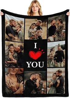 Custom Couples Blanket with Photos, Customized Photo Blanket I Love You Christmas Birthday Gifts for Wife, Husband, Him/Her Personalized Valentines Blanket Gifts for Boyfriend Girlfriend B0FQC3S2S8