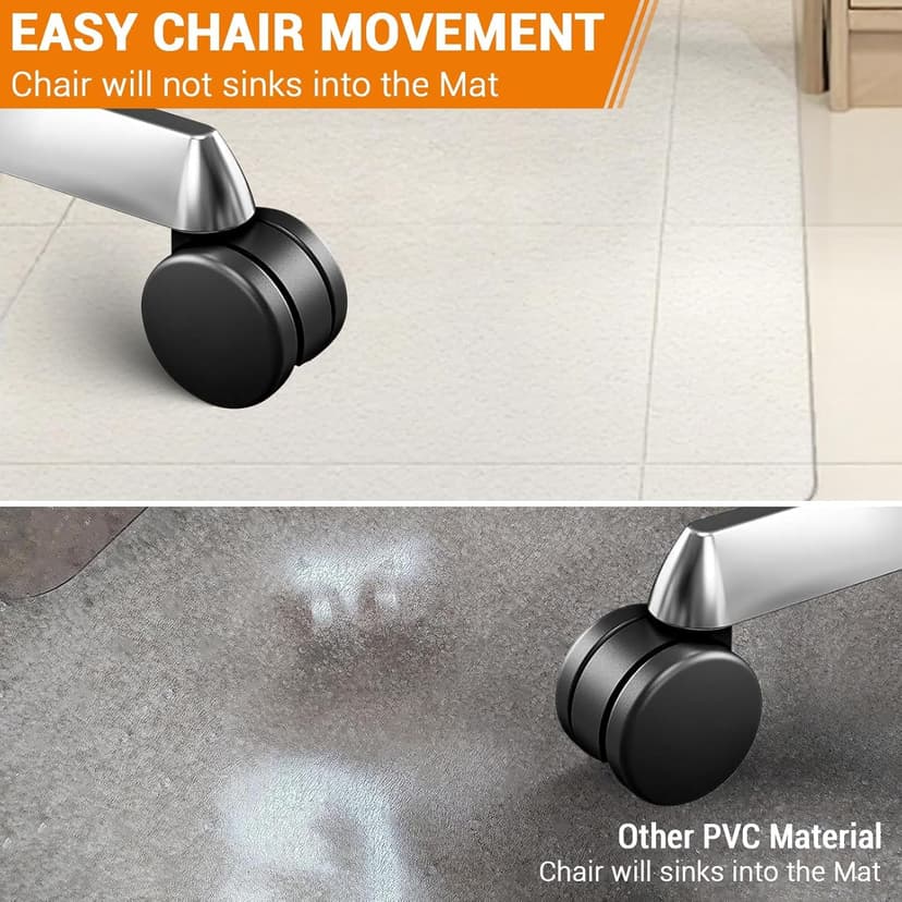 Office Chair Mat for Hard Floor, 45'' x 53'' Computer Desk Chair Mat for Floors, Easy Rolling for Office on Carpets Anti-Slip Carpet Protector for Rolling Work and Gaming Chairs