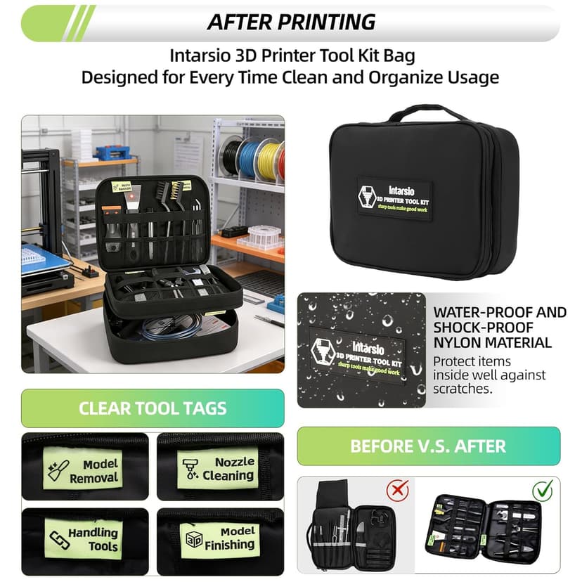 76pcs 3D Printer Tools Kit with Bag, 3D Printer Accessories includes Digital Caliper, Hygrometer, PTFE Tube Kit, Deburring Tool, Scrapers, Nozzle Cleaning, for Bambu Lab, Ender 3, FDM/SLA Printers etc