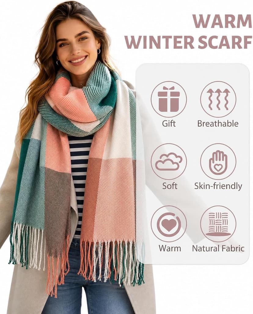 YSense Winter Scarf for Women Long Plaid Scarves Ladies Gifts B01KJP4KOM