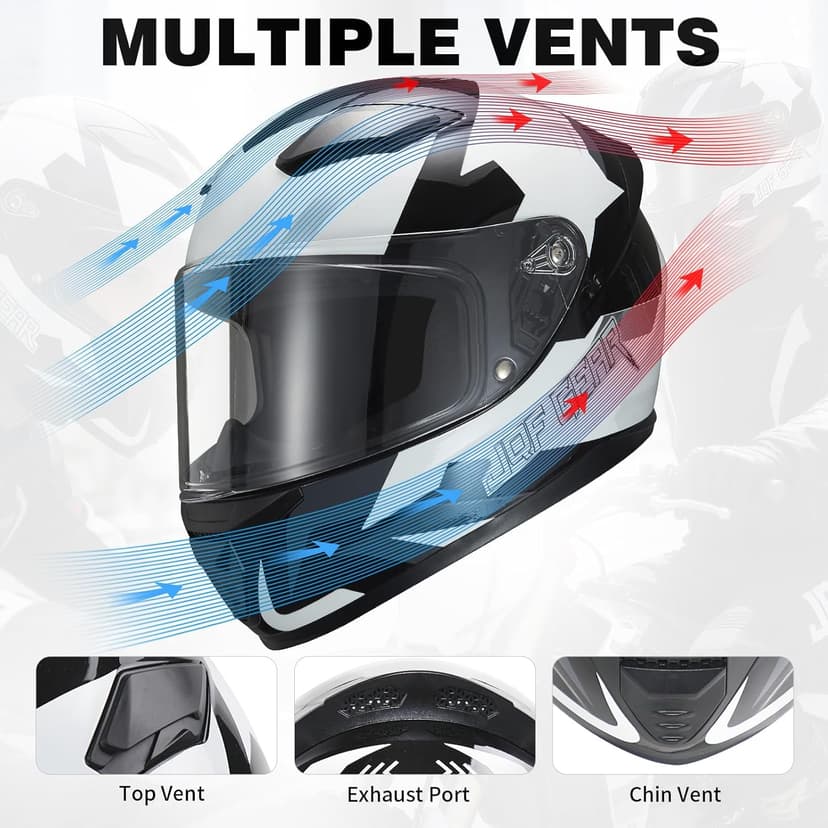 Full Face Motorcycle Helmet WS-607 DOT Approved Motorbike Racing Street Bike Helmets for Adults with Visor