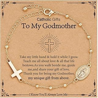 Catholic Virgin Mary Cross Bracelet Gifts for Girls Teens Women, Rosary Beads Charm Link Chain Bracelet Christmas Christian Religious Jewelry Gifts