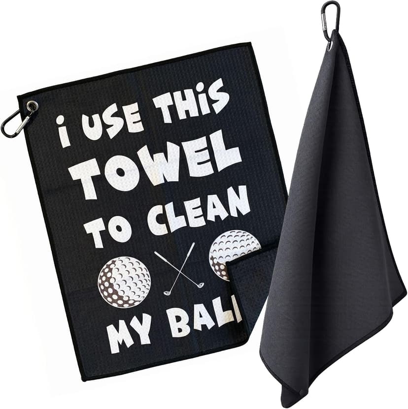 SHANKITGOLF Golf Towel for Golf Bag Microfiber with Clip, Funny Cleaning Cloth for Balls & Clubs, Premium Accessories, Gift for Men, Golfers, Dad
