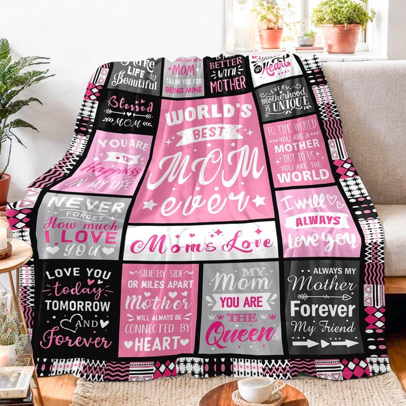Soft Cozy Keepsake for Christmas, Valentine's Day, Mother's Day and More Mom Birthday Gifts from Daughter, Best Mom Ever Blanket 50"x60" B0DDSJTY5V