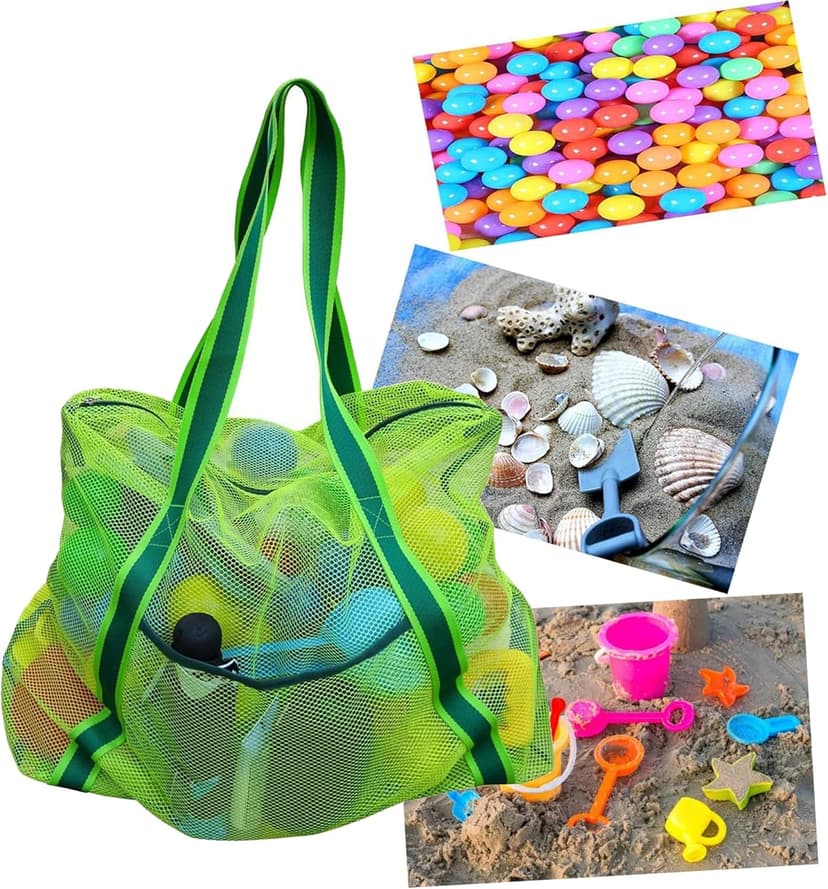 Leberna Large Beach Bag with Zipper Lightweight Beach Toy Bag Mesh Bag for Swimming Pool Sand Toys