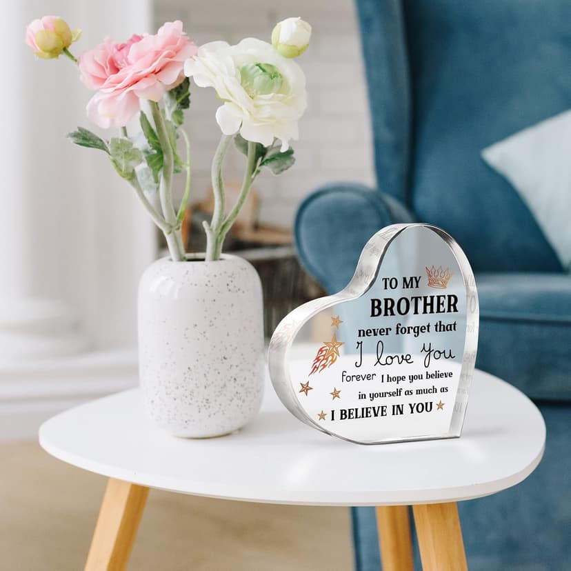 Gifts for Brother, Brother Birthday Gifts, Brothers Acrylic Keepsake, Fathers Day Birthday Christmas Gifts for Brothers from Sister, Encouraging Sign