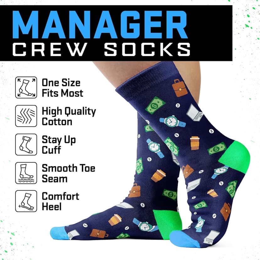 Funny Job Socks for Boss & Manager, Nerds, Programmers, Quilters – Christmas Gifts, Stocking Stuffers for Men & Women