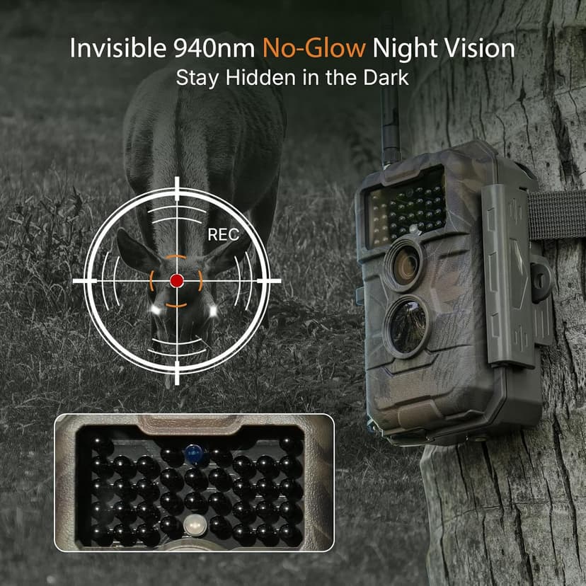GardePro E6 WiFi Trail Camera (Non-Cellular), Stable WiFi with External Antenna, On-Site App Viewing, 64MP 1296P HD, No-Glow Night Vision, Motion Activated Waterproof Game Camera