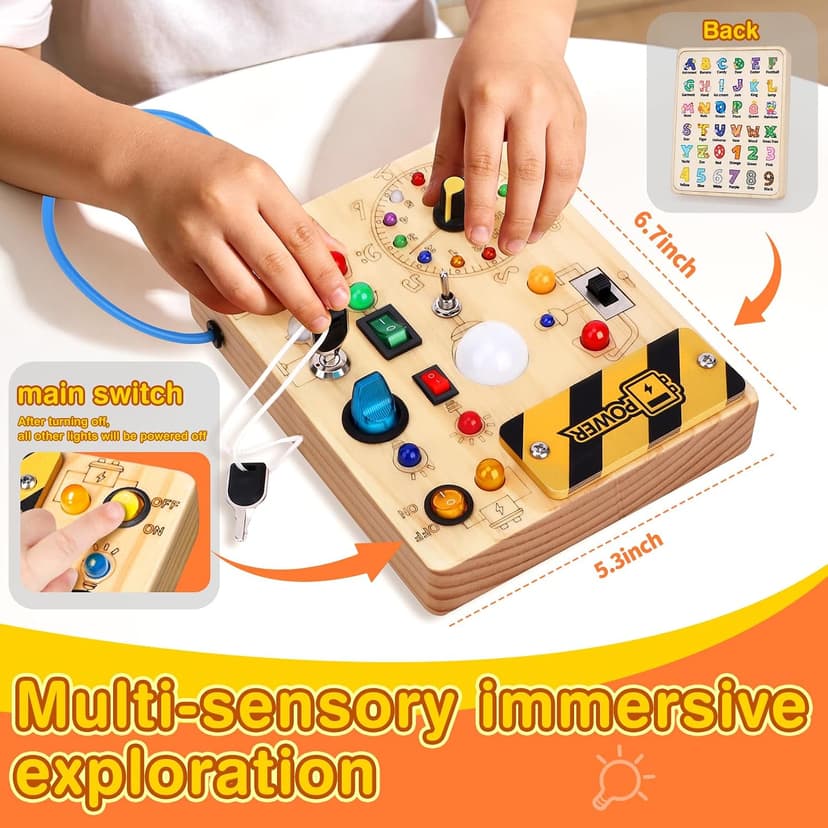 Grarain Busy Board for Toddlers - Montessori Educational Toy for 1-3 Year Old Boys & Girls | Travel-Friendly Sensory Learning Activity | Ideal for Kids with Autism(Busy Board v2) B0D2ZD6J2W