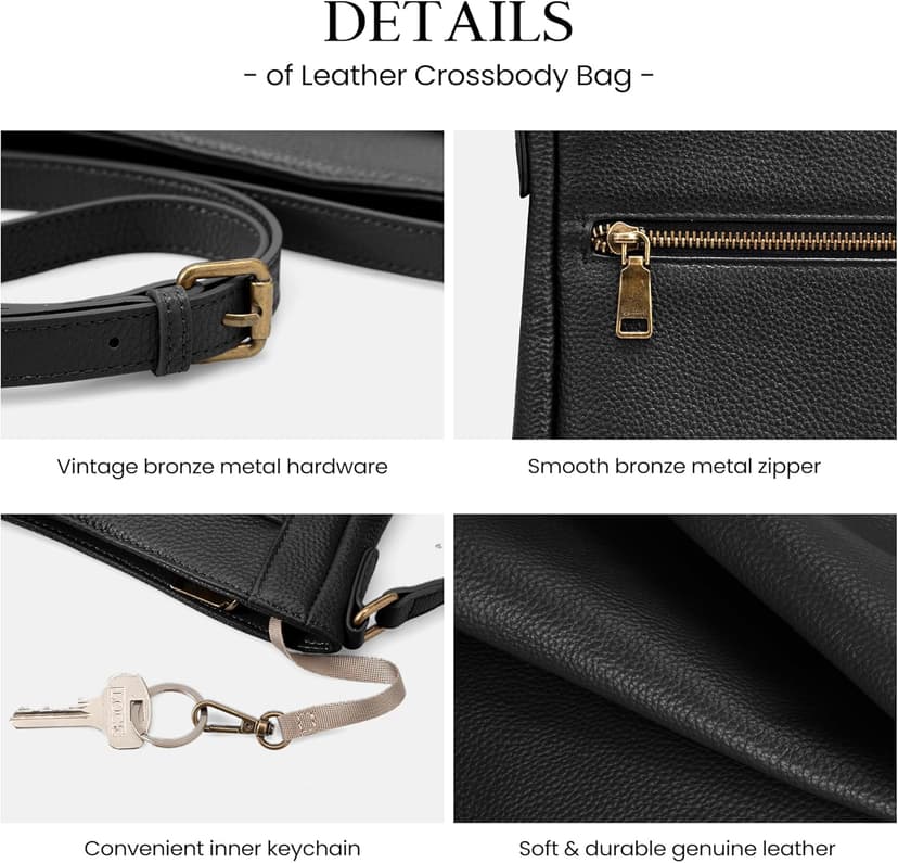 befen Genuine Leather Small Crossbody Bags for Women, Womens Cross Body Shoulder Purse Handbags with RFID Blocking Card Slots