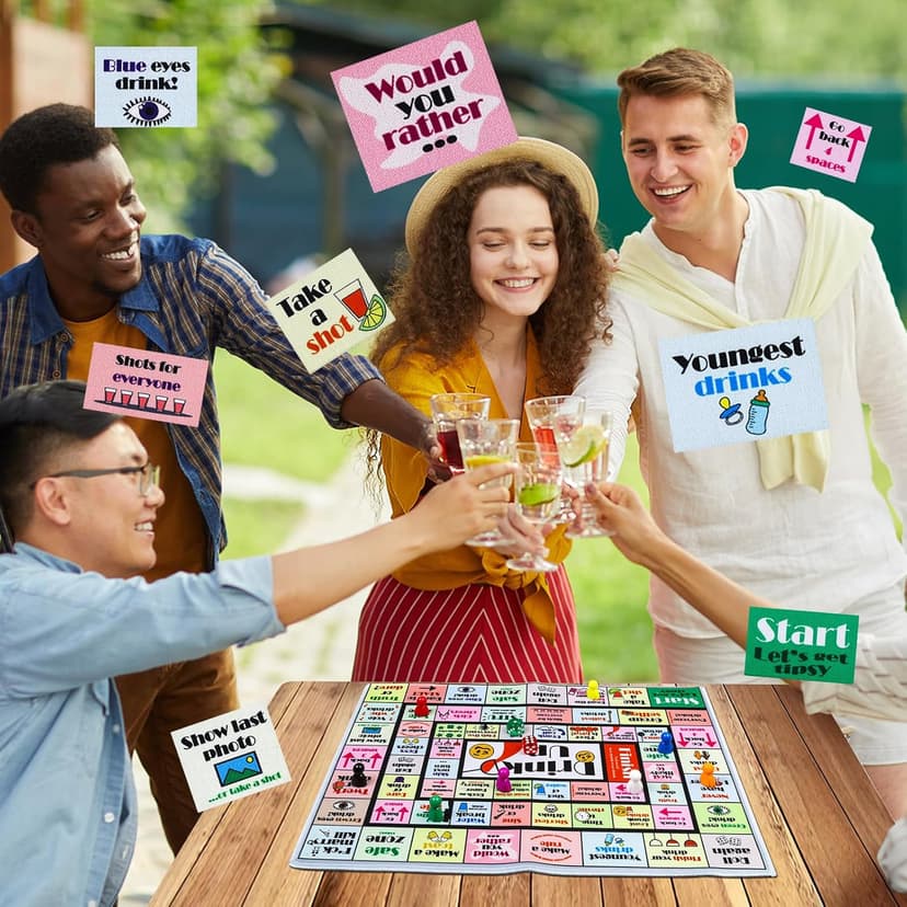 Fofeadm Drinking Board Games for Adults, Rubber Mat Drinking Board Game, Funny Party Interactive Drinking Games for Game Night, Birthday, Family Play or Any Occasion, Age 21+, 2-8 Players