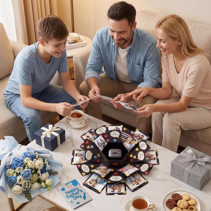 Koogel Explosion Gift Box, Handmade Exploding Photo Album Preassembled Surprise Picture Pop Up Love Box with Creative DIY Scrapbooking Accessories for Anniversary Birthday Wedding