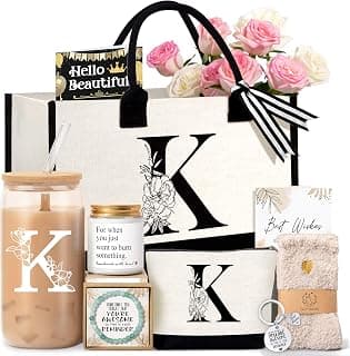 Birthday Gifts for Women, Monogrammed Initial Gift for Teacher Wife Mom, Tote Bag B0FCXSQBTR
