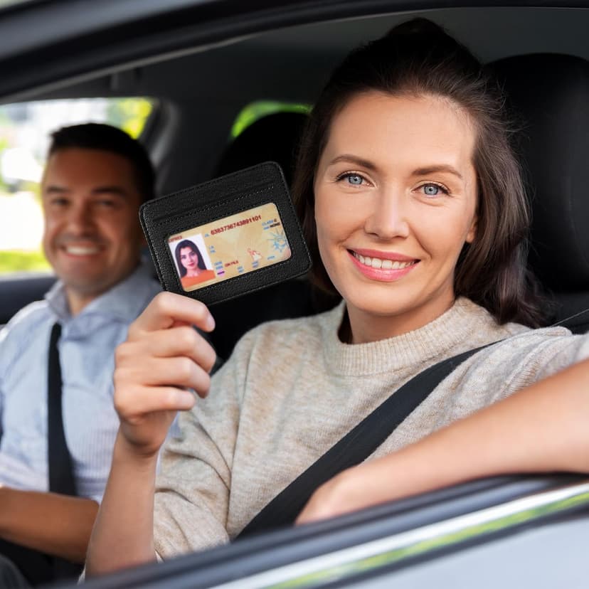 Mayski Credit Card Holder for Women Minimalist Wallet, RFID Blocking Wallets Card Cases, Small Wallets with ID Window for Women Men, Black