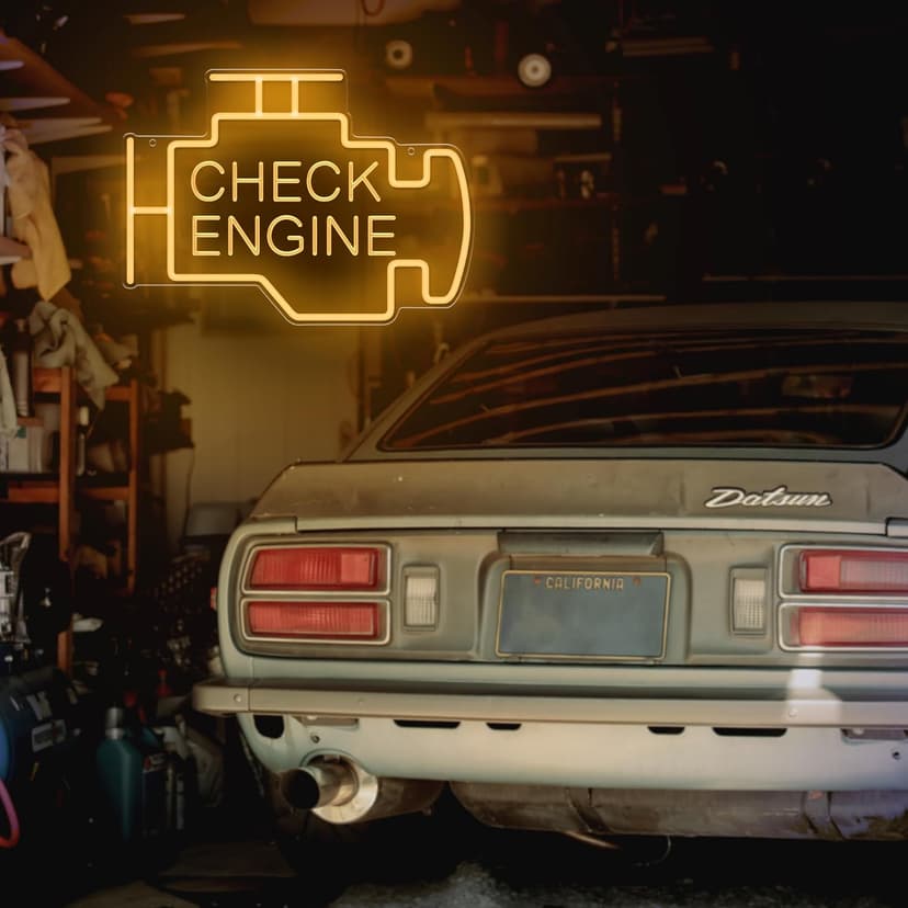 Kavaas Check Engine Neon Sign, LED Garage Sign for Car Room Decor | Check Engine Light Neon Sign for Garage Decor, Auto Repair Workshop, Man Cave - Best Gifts for Dad, Car Enthusiast (Golden Yellow) B0D372TXF5