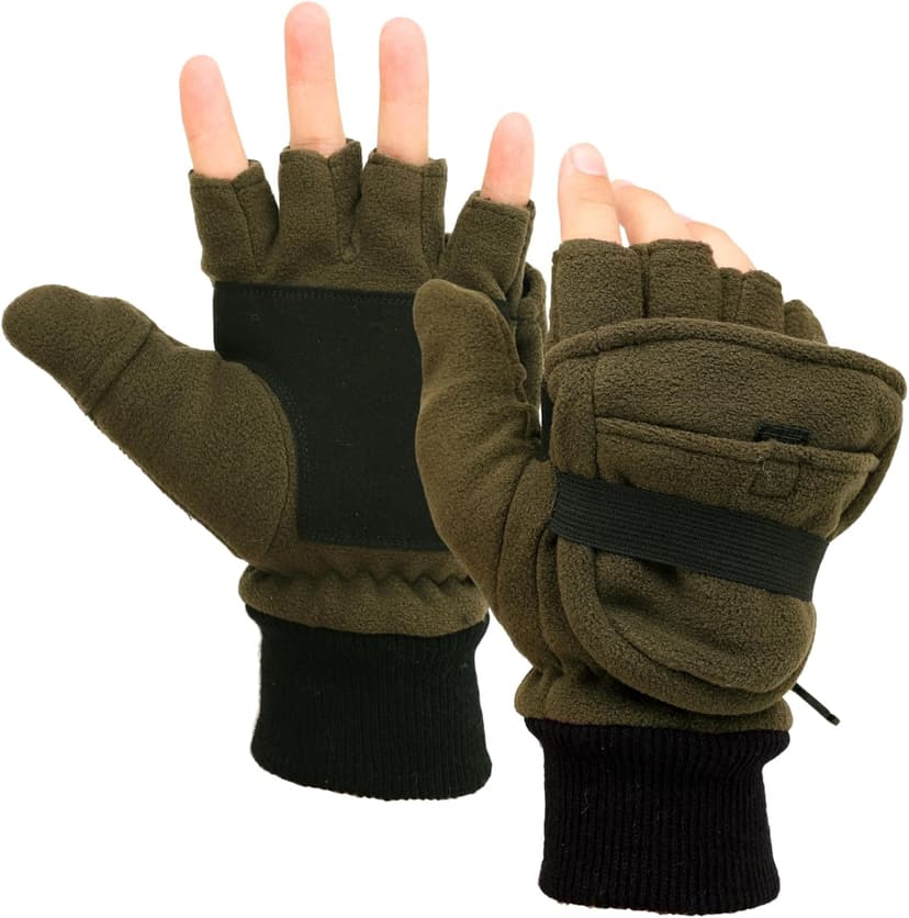 Flammi Men's Convertible Gloves, 3M Thinsulate Thermal Polar Fleece Mittens with Flip-Thumb for Hunting, Hiking, Fishing