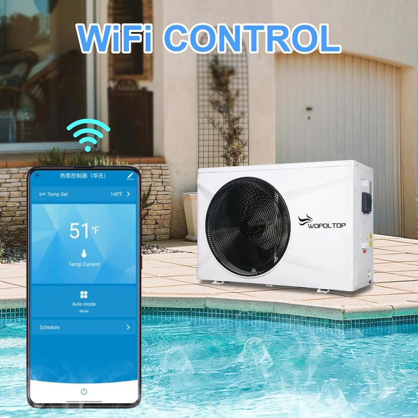 100,000 BTU Full DC Inverter Pool Heat Pump for Swimming Pools, Dual Function of Heating and Cooling, 30KW Electric Pool Heater with WiFi Smart Control via APP, 220-240V, up to 26,000 Gallons