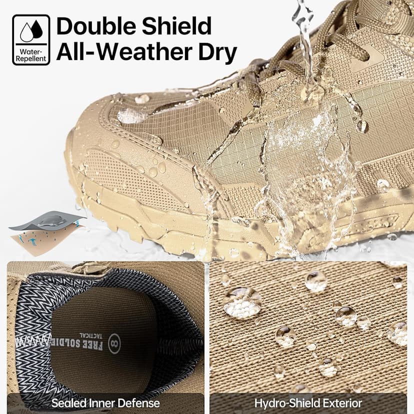 FREE SOLDIER Men's Waterproof Tactical Work Boots Lightweight Comfortable Combat Hiking Boots